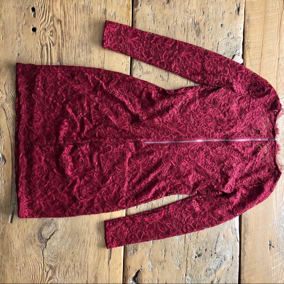 Gorgeous Wine Lace Party Dress - Picture 2 of 5